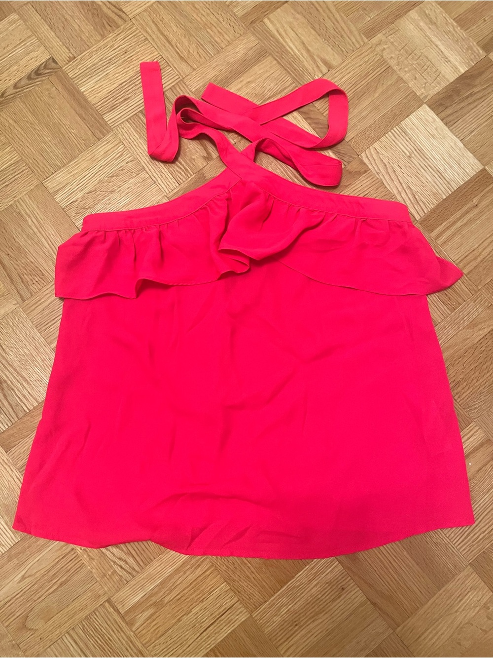 NWOT- Banana Republic Pink Ruffle Halter Top, size M